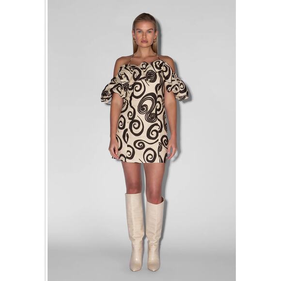 Anthropologie The Wolf Gang Mirador Linen Mini Dress Size XS Off Shoulder Ruffle - Picture 1 of 9